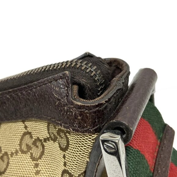 GUCCI GG Pattern, Shelly (Web) 181092 Beige Dark Brown Jacquard Leather - Picture 10 of 11